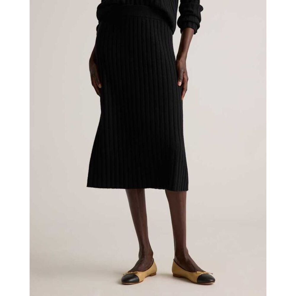 Quince Black Ribbed Knit Skirt